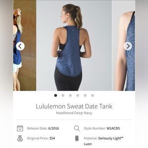 Lululemon Heathered Deep Navy Sweat Date Tank